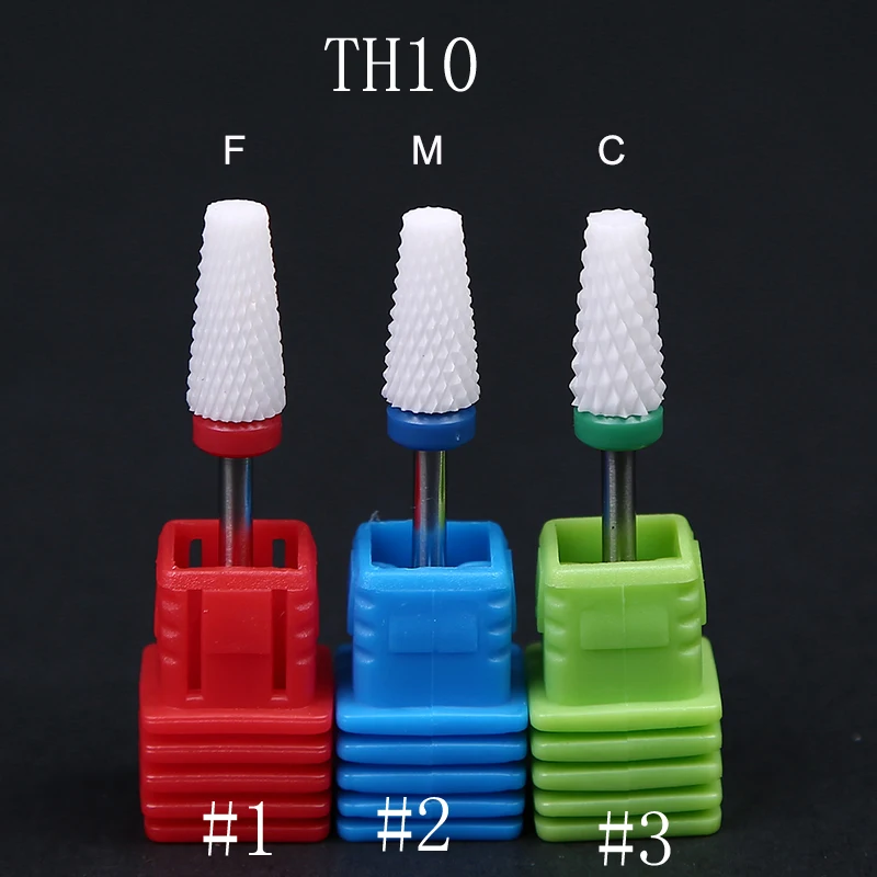 

1Pcs Mill Ceramic Nail Drill Bits 3 Colors F/M/C Cuticle Cutter Manicure Machine Rotary Burr Pedicure Tools 3 Grits