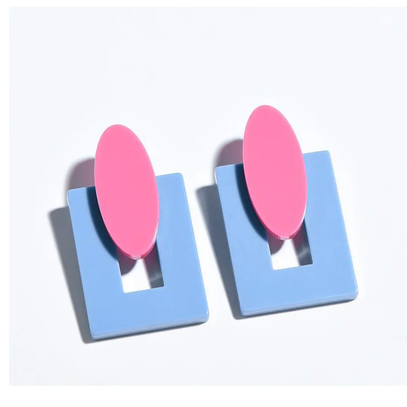 

New Style Fashion Big Resin Drop Earrings For Women 2019 New Acetic Acid Large Korea Square Earrings Trendy Geometric Jewelry