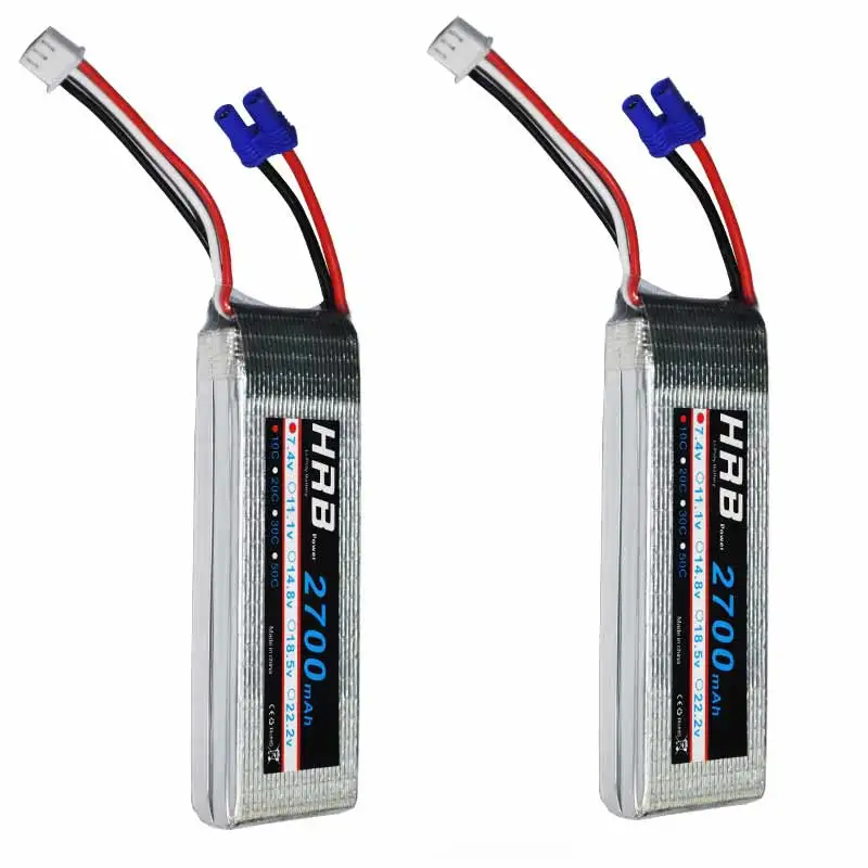 

2pcs HRB 7.4V 2700MAH 2S lipo battery 10C EC2 for V303 CX20 4-xis Hubsan H501S Quadcopter