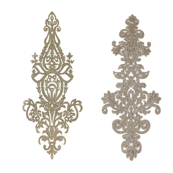 

10PC Gold Iron on Patches Floral Applique Transfer Repaire Stickers Embellishment for Clothes Bags Sewing Accessories TH1064