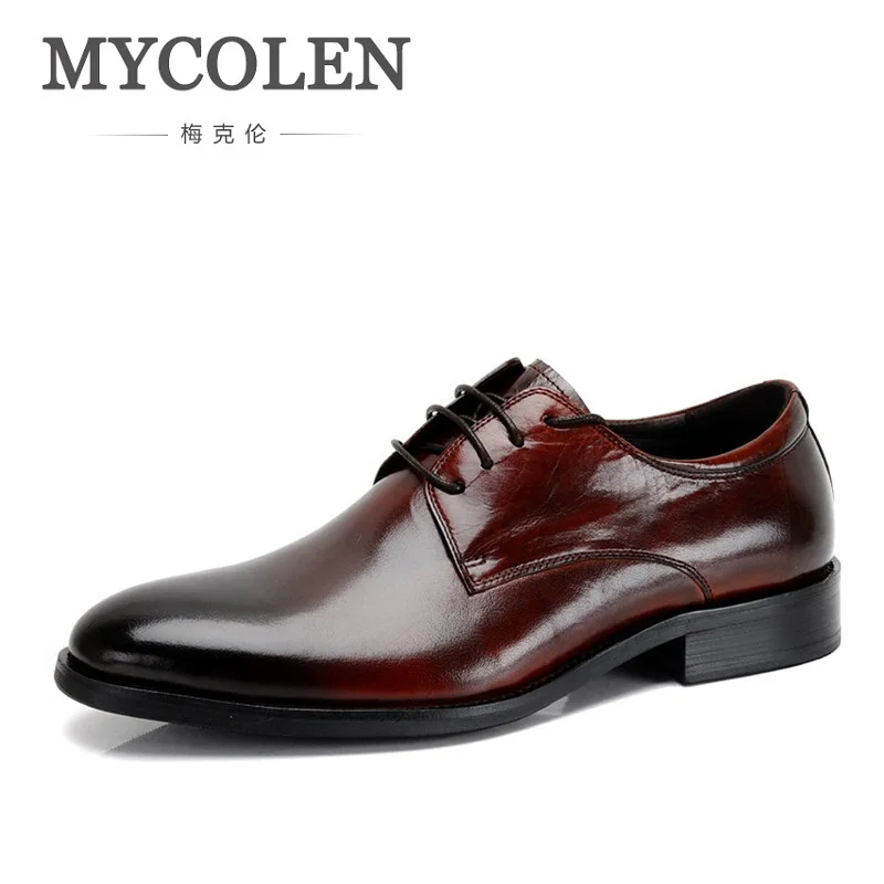 

MYCOLEN Men's Shoe Man Lace Up Genuine Leather Formal Shoes Cowhide British Fashion Business Dress Shoes Chaussure Homme Cuir