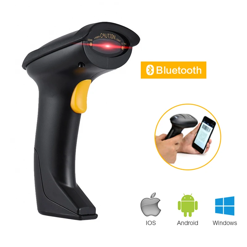

Wireless Bluetooth Barcode Scanners 1D Screen Bar Code Reader Auto Scanning CCD Red Light 300t/s for IOS7 Android Windows