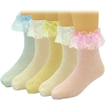 5 пар/партия, носки для девочек кружевные Дышащие Детские хлопковые носки весенне-Летние Стильные сетчатые носки для детей от 2 до 6 лет