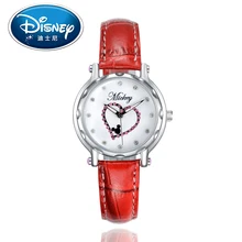 2017 Disney Kids Watch Children Watch Mickey Mouse Casual Fashion Cute Quartz Wristwatches GirlsLeather Water Resistant clock