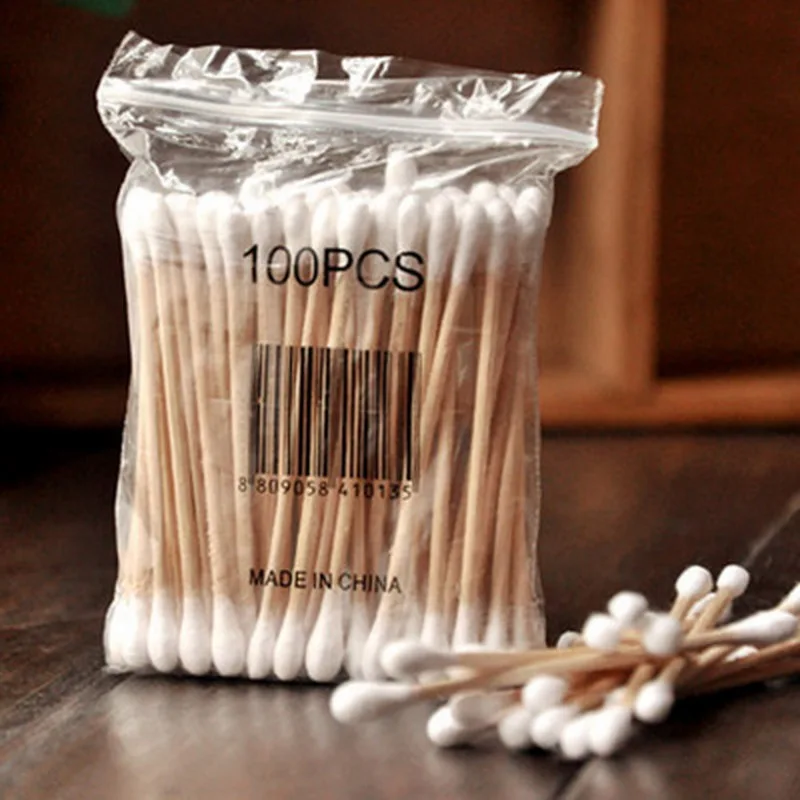 by ems or dhl 500bags 100pcs/bag Wood Cotton pads Health Makeup Cosmetics Ear Clean Cleaner