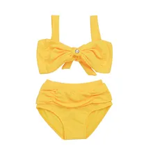 Комплект Танкини с бантиком для маленьких девочек, купальник, купальный костюм, пляжная одежда, комплект из 2 предметов, Летний Пляжный комплект