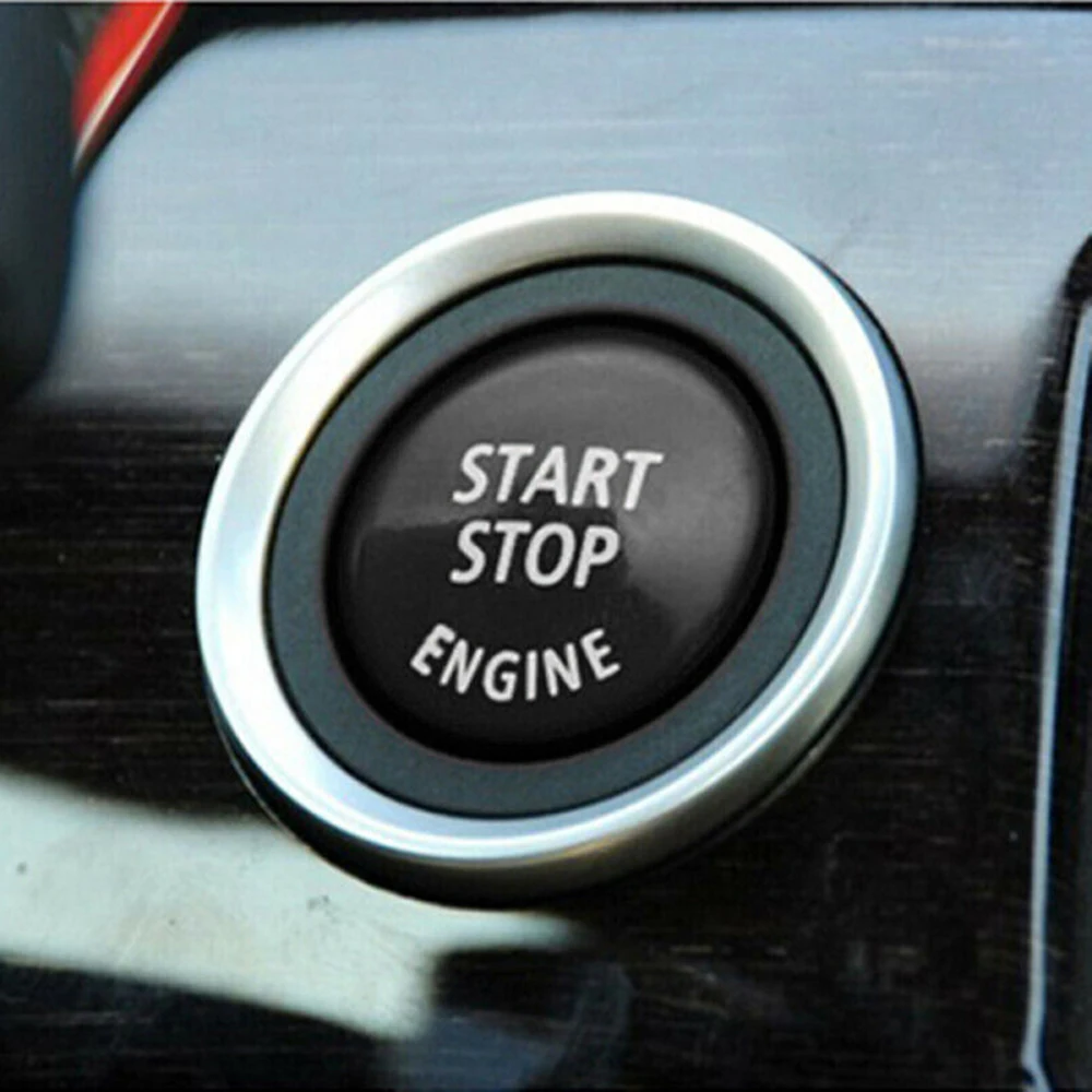 

New Car Stickers Black Engine Start Stop Switch Button Cover Sticker with Screwdriver Sticky Clay For BMW E60 E91 E90