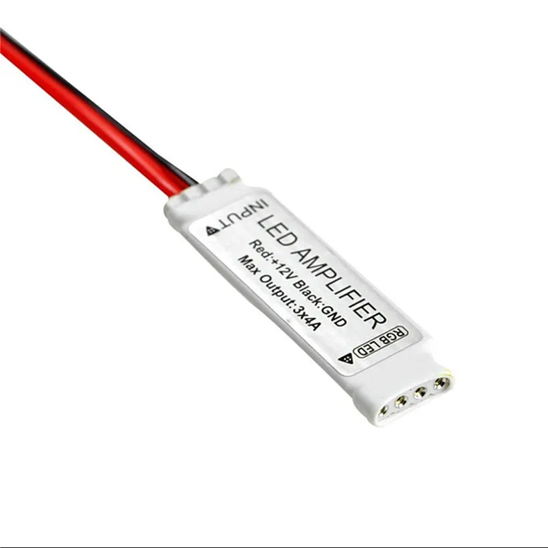 

12 В светодиодный Усилитель, мини RGB усилитель для 5050 3528 RGB светодиодной ленты, усилитель сигнала 3 * 4A 144 Вт, Светодиодная лента, аксессуар, провод постоянного тока