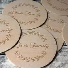 На заказ выгравированы деревянные деревенские Семейные горки украшения, деревенский незавершенный венок деревянные тэги, деревянные подставка для кружки салфетки