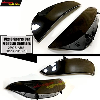 

W213 2 Pcs Black Front Lip Bumper Splitter Air Flow Vent ABS Material Auto Car Styling For E-Class E180 E200 E250 E300 2016-2019