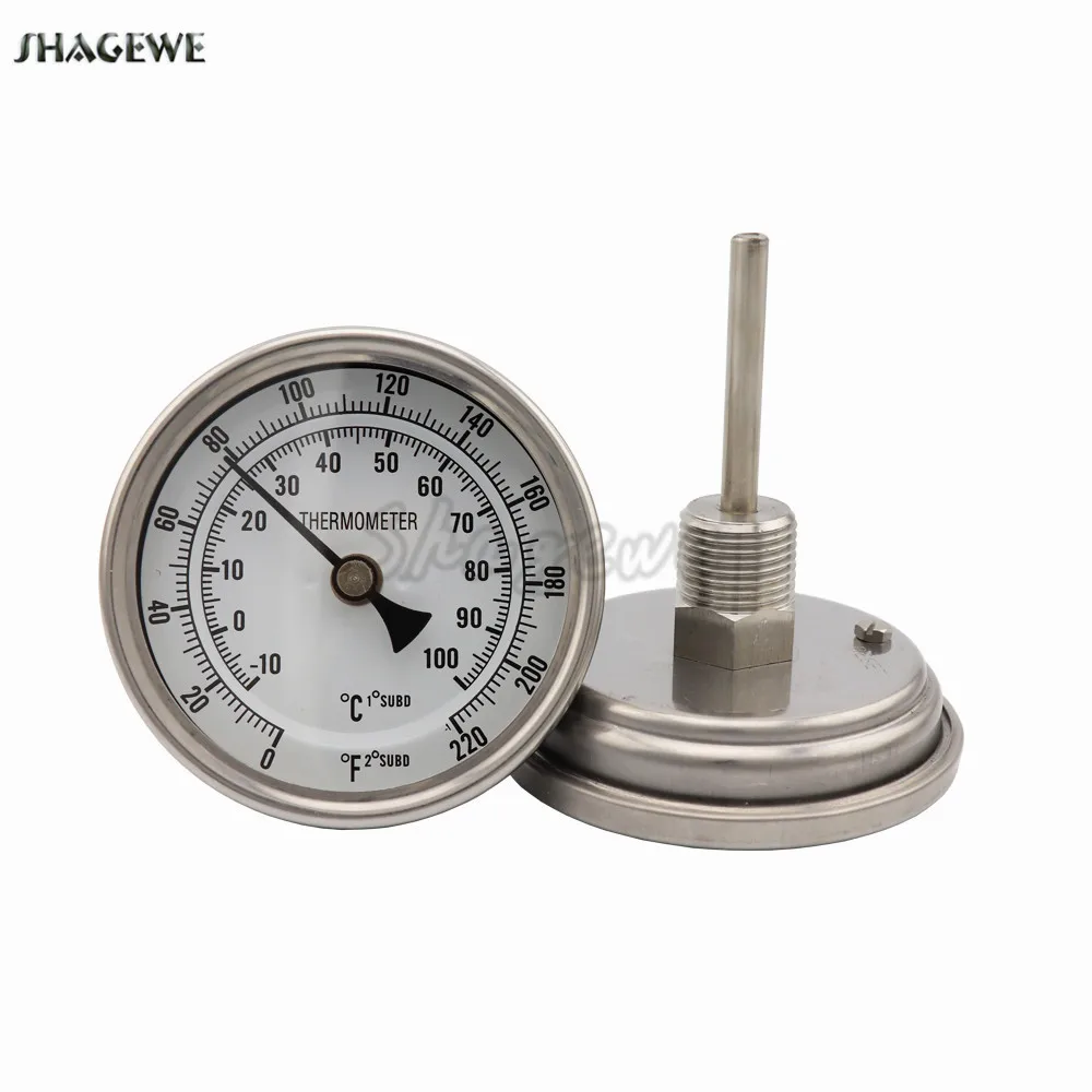 Биметаллический термометр для пивоварения без швов 3 &quotFace &amp 2&quot Probe 1/2 &quotMNPT 0 ~ 220F