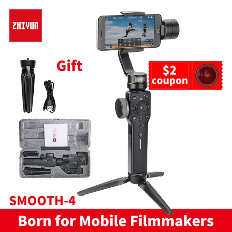 

ZHIYUN smooth4 instock Smooth 4 3-Axis Handheld Gimbal Auto focus smartphone Stabilizer for iPhone Andrews Gopro Smooth Q