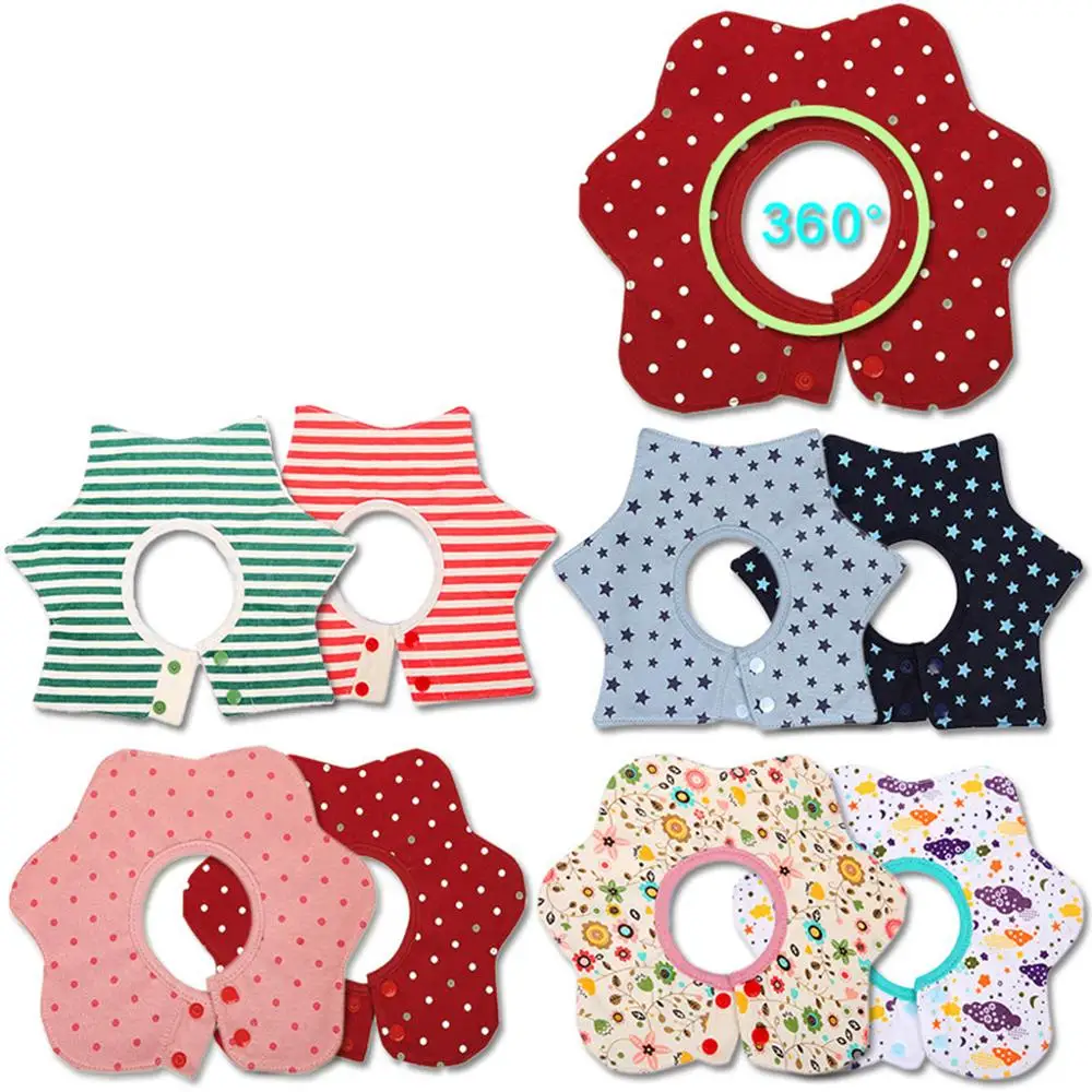 

Petal saliva towel Baby petal-shaped round scarf 360 degree rotation 4 layer bibs snoring cloth saliva towel baby care FF4