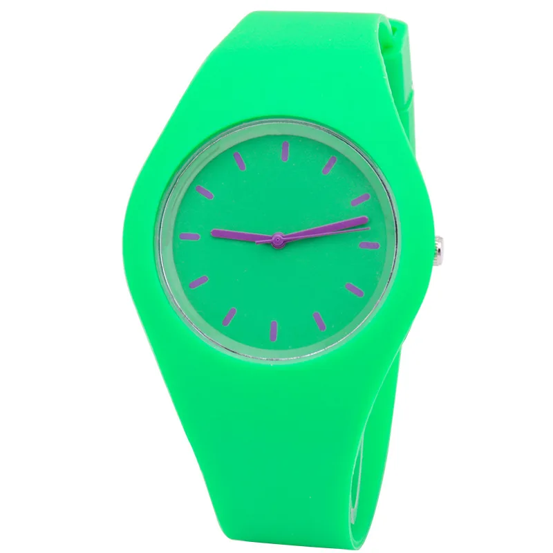 Женские модные повседневные кварцевые часы с силиконовым ремешком, яркие цвета, желе, женские модные кварцевые наручные часы, женские часы