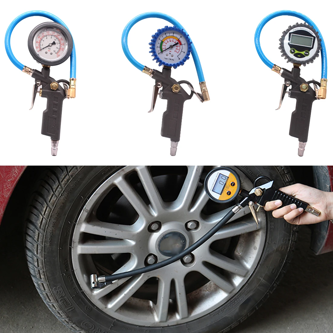 

0-220PSI 0-16bar Car Vehicle Digital Air Tire Pressure Truck LCD Inflator Gauge Dial Meter Tester Manometer Measuring Instrument
