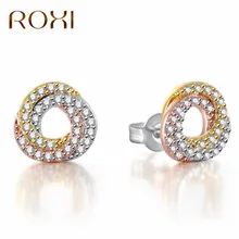 ROXI из плотной ткани модное объемное золотистый Серебристый с розой золотые серьги с кубическим цирконием серьги-гвоздики в виде капель с кристаллами в форме Для женщин Boucle D'oreille серьги Mujer G25
