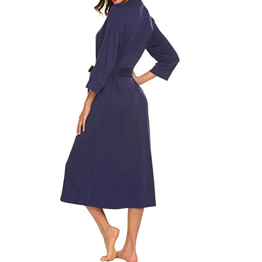 Хлопковый легкий длинный халат женская мягкая Домашняя одежда с v-образным вырезом халат одежда для сна Szlafrok Roupao Feminino Peignoir Femme