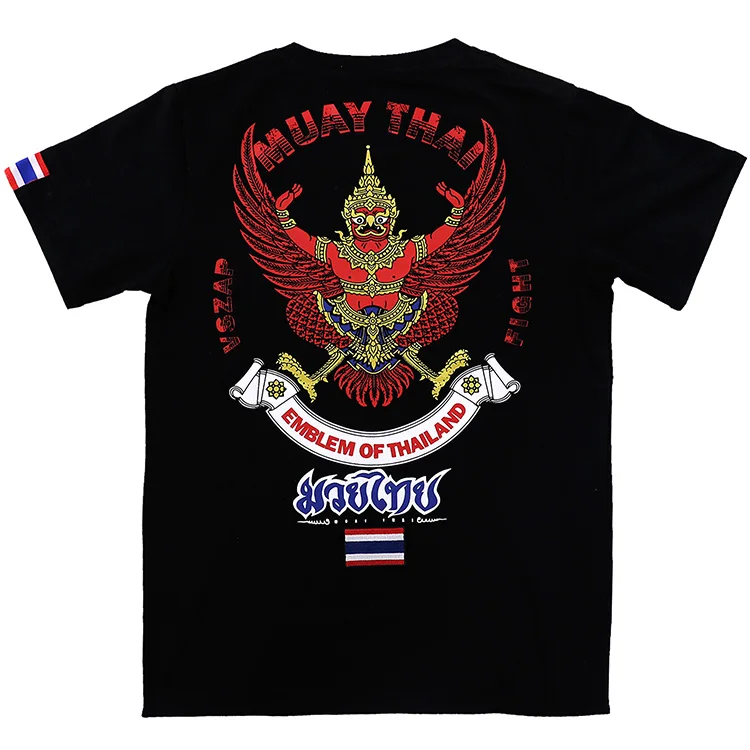 VSZAP уличная Мужская футболка MUAY THAI тайская футболка с коротким рукавом MMA футболка Повседневная хлопковая Футболка с круглым вырезом и принтом в стиле хип-хоп аниме