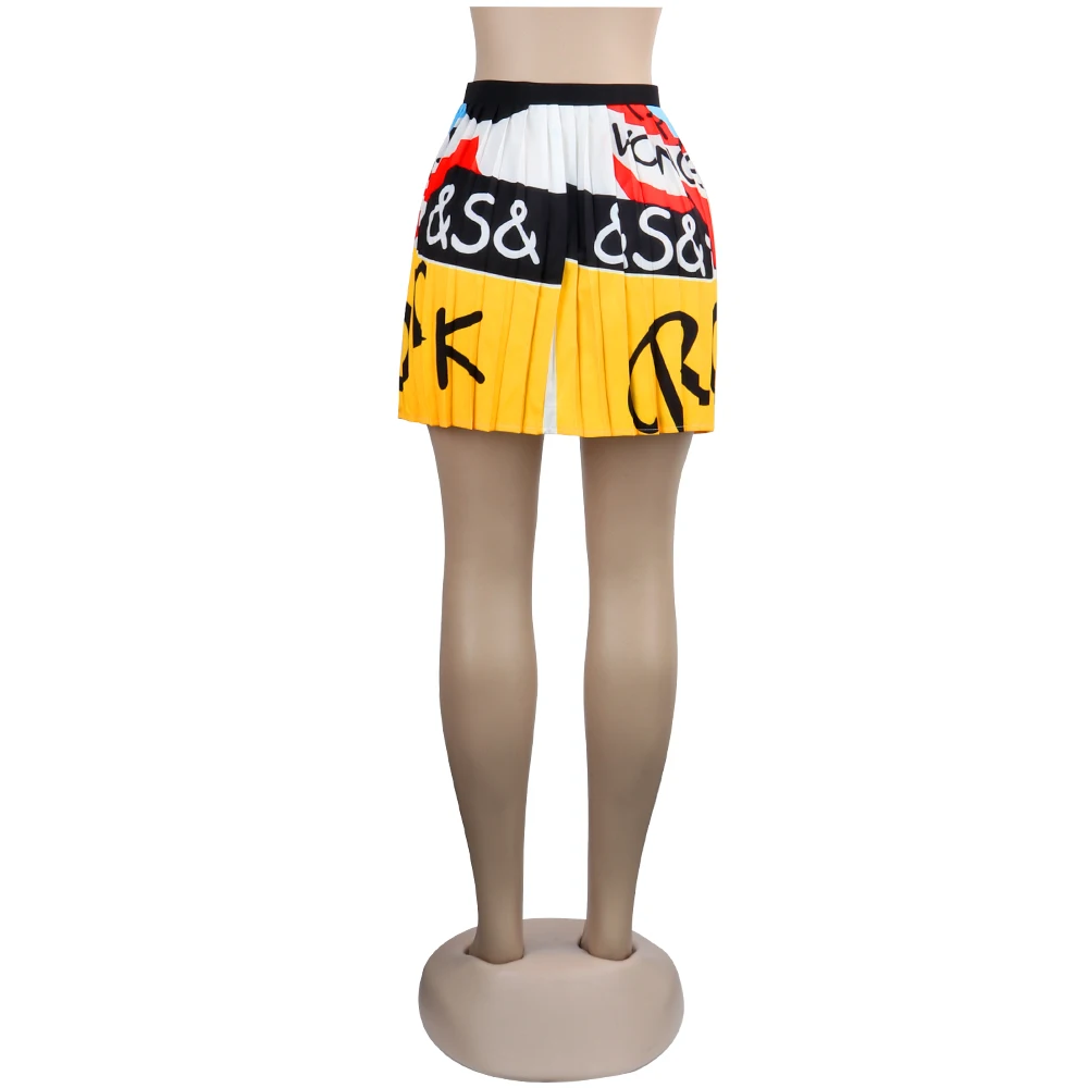 Beyprern Женская уникальная плиссированная короткая юбка размера плюс, летняя винтажная мини-юбка с принтом и высокой талией, праздничная одежда