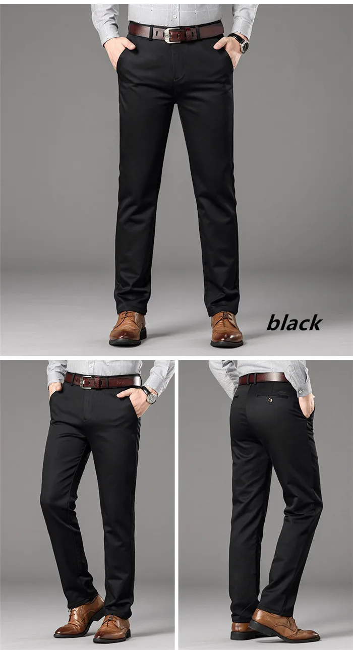 Мужские брюки-Чино с карманами, деловая модная мужская одежда, синие, черные, хаки, темно-серые повседневные мужские брюки, 8018