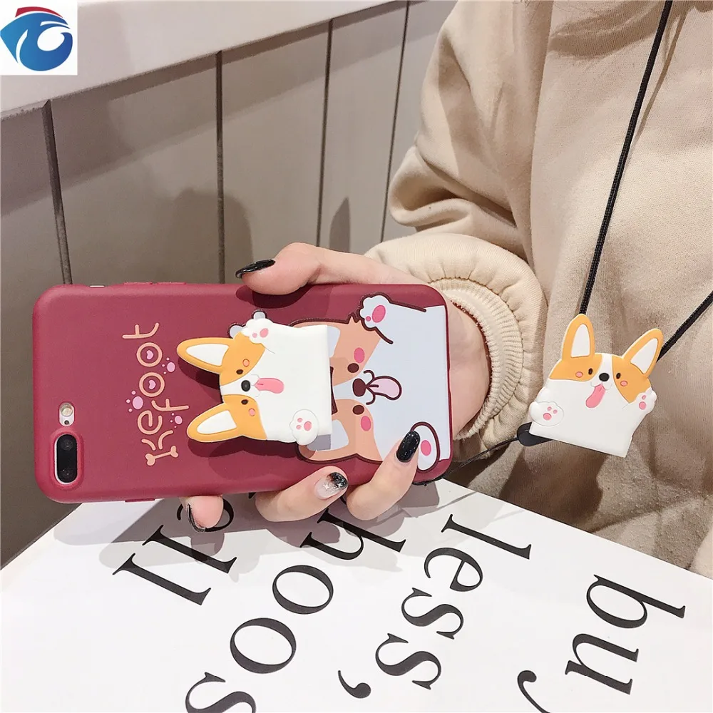 Cute puppy shell For iPhone 6S 7S 7Plus 7Plus 8 Plus XRXS MaxProject Soft shell airbag bracket   TPU Protection Anti-fall Phone case13