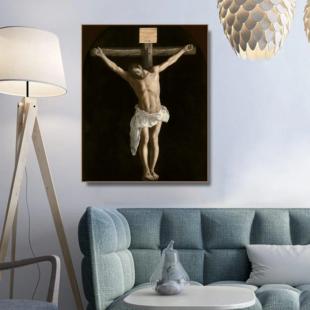 

The Crucifixion by Zurbarбn Wall Art Poster Print Canvas Painting Calligraphy Decorative Picture for Living Room Home Decor