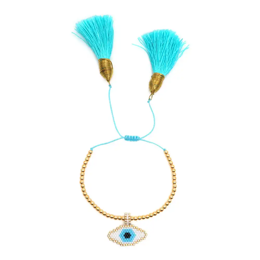 

Shinus Evil Eye Bracelet Perles MIYUKI Pulseras Mujer 2019 Handmade Women Jewelry 10pcs/lot Bracelet Gold Japan plastic Beads