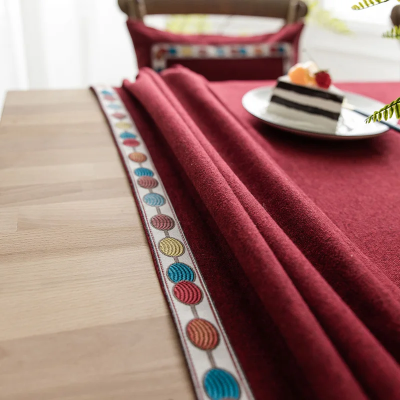 Водонепроницаемая скатерть в скандинавском стиле, скатерть из хлопка и льна, скатерть для обеденного стола, журнальный столик для ресторана, банкета, кухонного декора - Цвет: Red