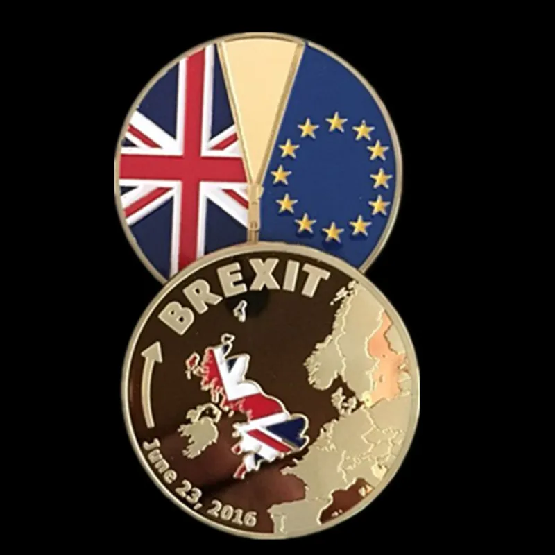 1 шт. Brexit значок Англия выход Европейский 24 K настоящее золото покрытием Elizabeth 40x3 мм украшения Монета