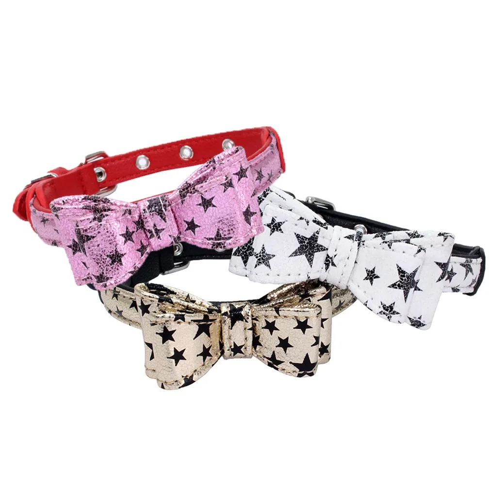 

Dog Collar Exquisite Adjustable Dog Puppy Pet Collars Star Shape Printed Bow Pet Collar Articulos Para Perros