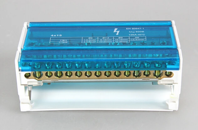 

Waterproof junction box 4 * 15 cabinet two junction copper terminal block bus enclosure 133*88*51mm