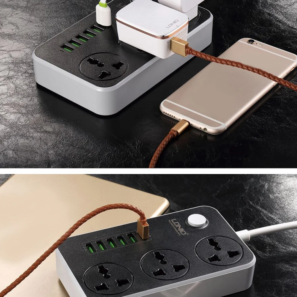 

AC Extension Universal Socket With EU UK US Plug 6 USB Outlet Adapter Travel Power Strip Charger For Smart Phone office
