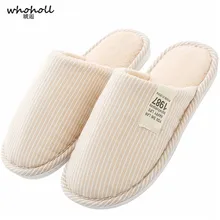 Whoholl/Мягкие плюшевые домашние тапочки для мужчин и женщин; домашняя обувь из хлопка; большие размеры; зимняя повседневная мужская обувь; теплые пушистые тапочки
