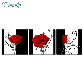 

Touoilp 3pcs/set,new diy diamond painting pictures of rhinestones kits diamond set of embroidery Blue Flowers in Black and White