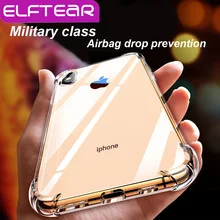 

ELFTEAR Silicon Transparent Phone Case For iPhone 7 8 Plus XS Max XR Cases For iPhone X 8 7 6 6S Airbag drop prevention Cover
