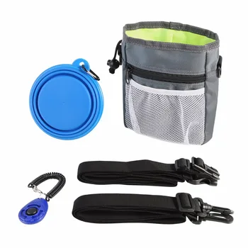

Dog Treat Pouch Pet Food Storage Bag Carrier Holder 3 Ways Wear Reward Case+Foldable Bowl+1 Strap/Belt+Clicker Training Set