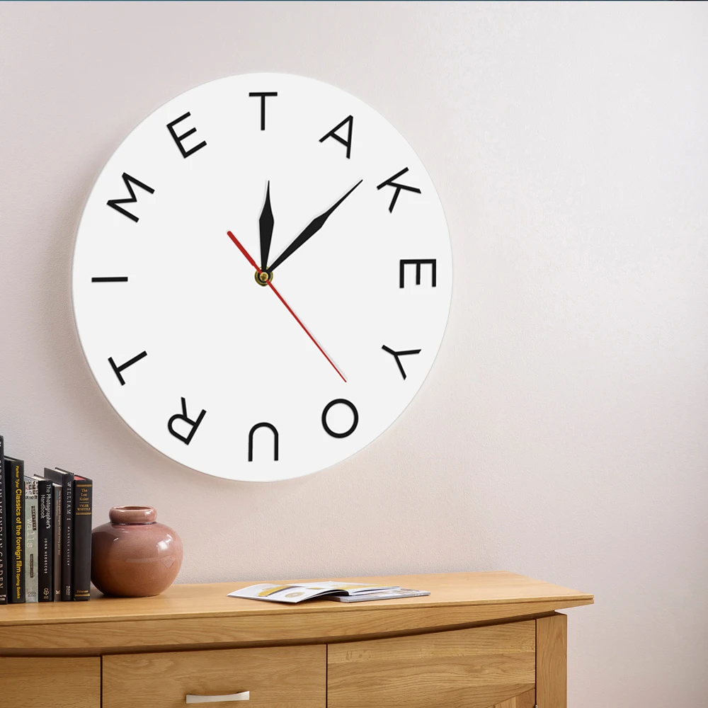 1Piece Take Your Time Wall Clock Bedroom Moods Clock Round Iconic Home