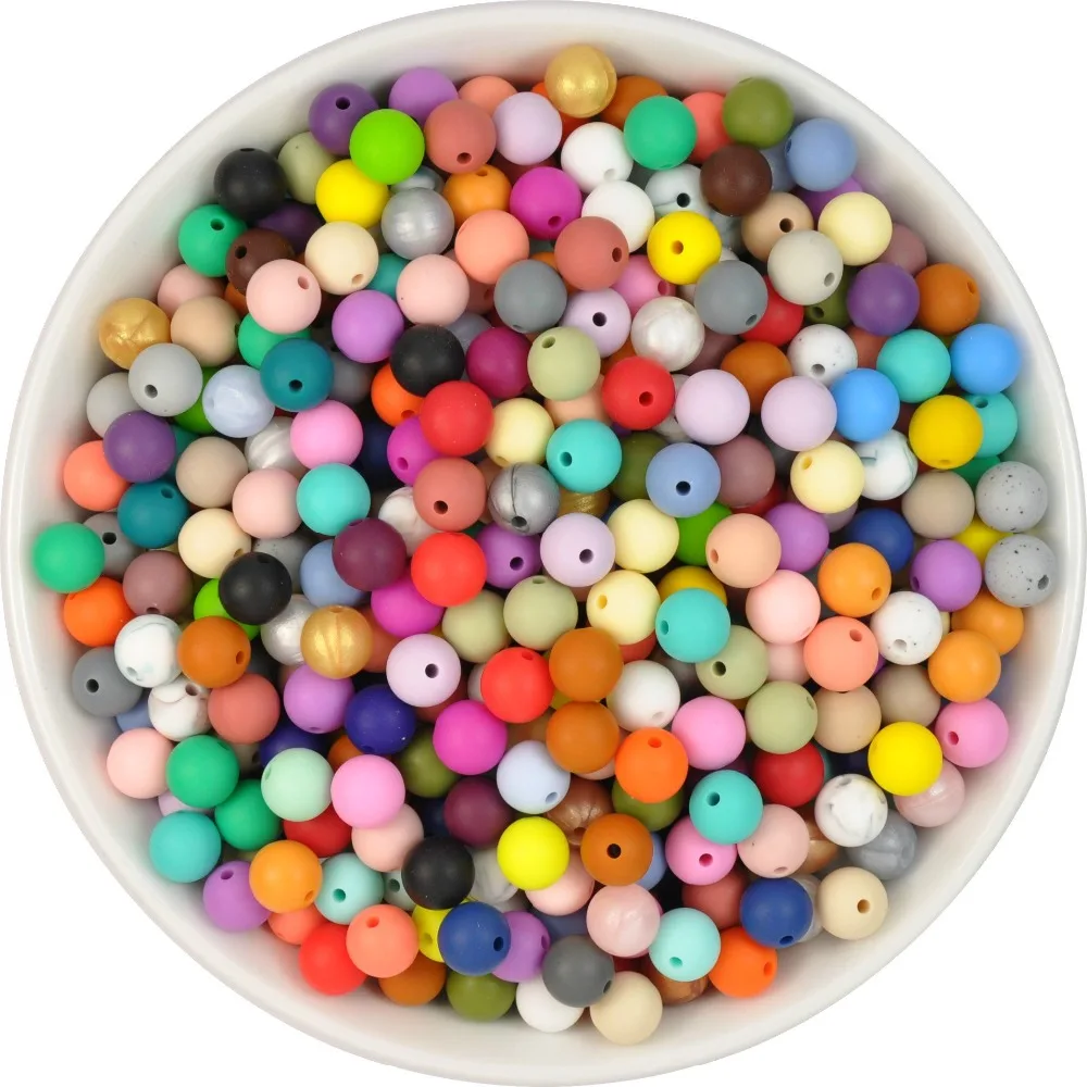 Baby Silicone Beads 12mm Round BPA Free Silicone Teething Beads Sensory