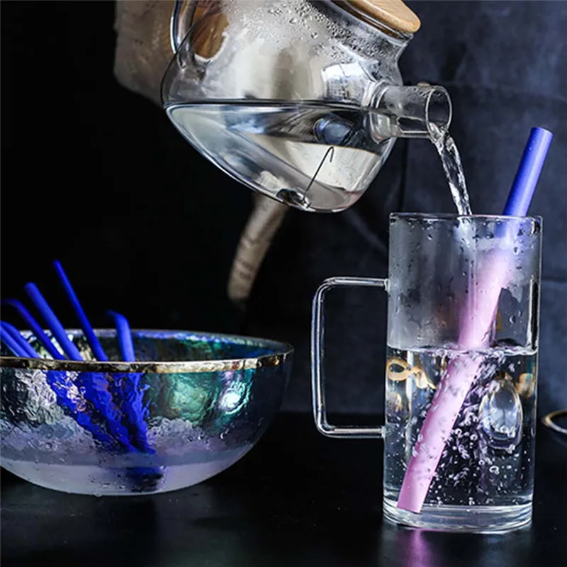 

304 Stainless Steel Straw Induction Temperature Color Change Drinking Straw Creative Metal Straw Kitchen Bar Accessories