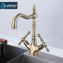 Everso Кухня кран бронзовый смесители воды Латунь Кухня смеситель античная кран Кухня мойки холодной и горячей воды 1 компл.