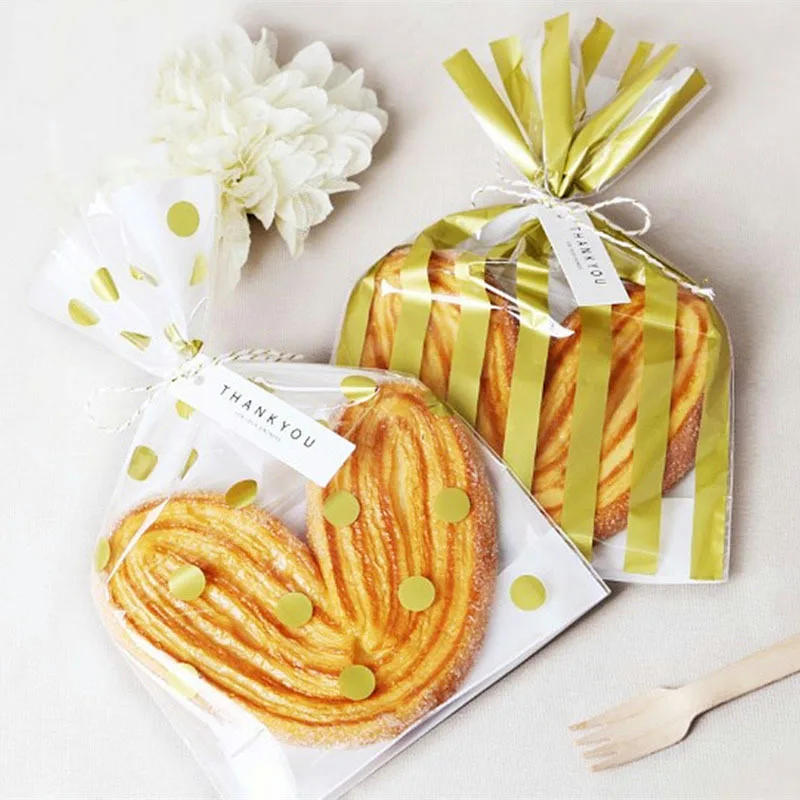 

50Pcs Candy Bag Gold Dots Plastic Bag Wedding Favor Gift Wrap Bags Chocolate Candy Cookie Gift Bag Pastry Gift Packaging
