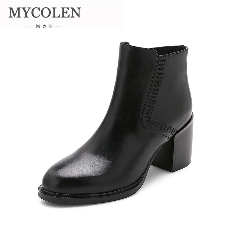 

MYCOLEN Top Quality Brand Handmade Spring Autumn Winter Women Comfortable Chelsea Boots High Heels Ladies Ankle Party Boots