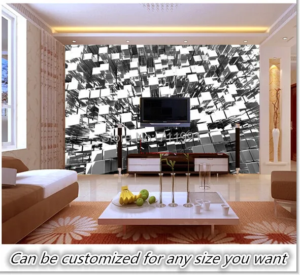 

Free shipping custom 3D Silver Blocks Abstract Wall Mural Wallpaper living room bedroom background wallpaper