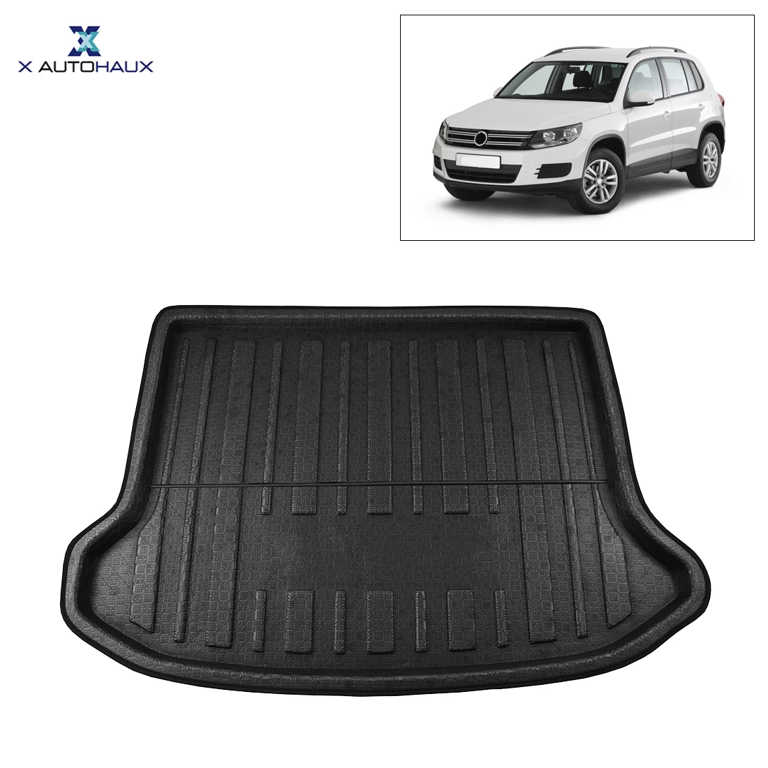 

X AUTOHAUX Black Car Rear Trunk Floor Mat Cargo Boot Liner Carpet Tray for VW Tiguan 2012-2016 2013 2014 2015