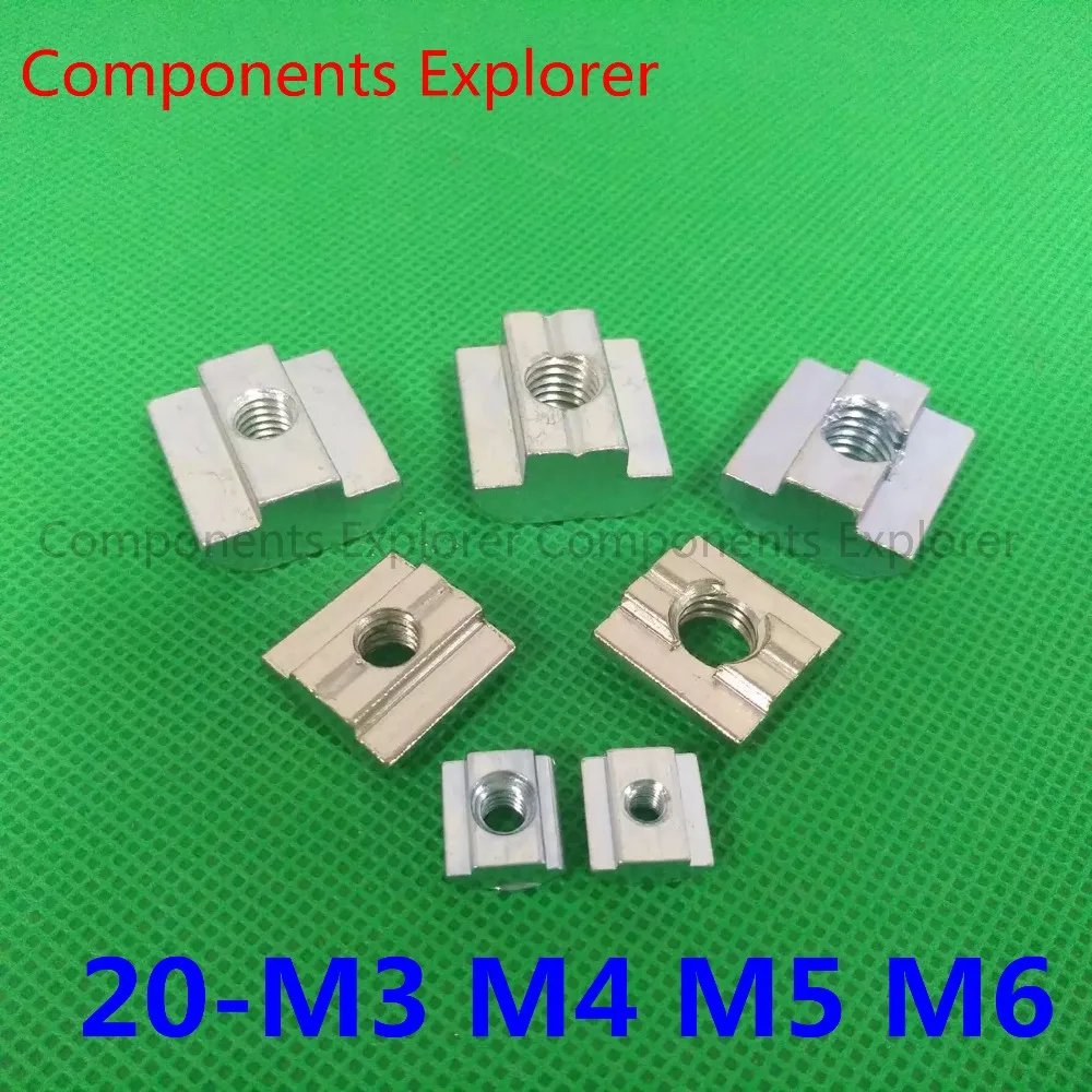 

20 Series T Sliding Nuts M3 M4 M5 and M6 for 20 seies Aluminum Extrusion Profiles,100pcs/lot.