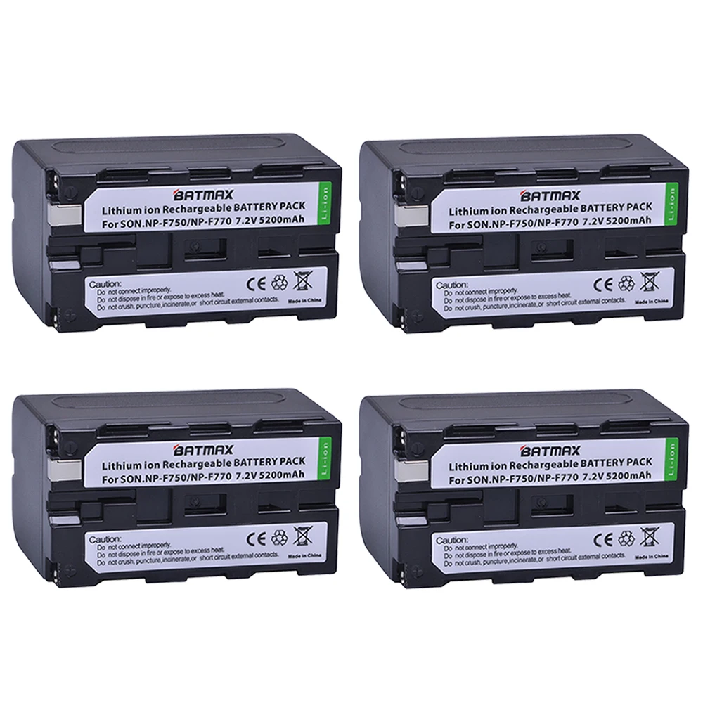 Batmax 4 шт. 7,2 в 5200 мАч NP-F770 NP-F750 NP F770 NP F750 NPF770 750 батареи+ двойной USB зарядное устройство для sony CCD-RV100 DCR-TRU47E