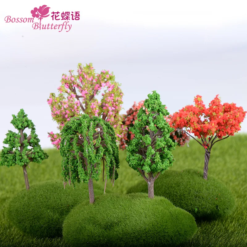 

Creative plastic Flower micro landscape garden miniature Simulation Cherry Tree set-up Model House Villa Flowe Home Decor