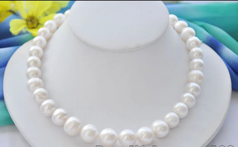 

FREE SHIPPING ******* z6735 A++ 14mm ROUND WHITE Freshwater cultured PEARL NECKLACE mabe CLASP 17inch