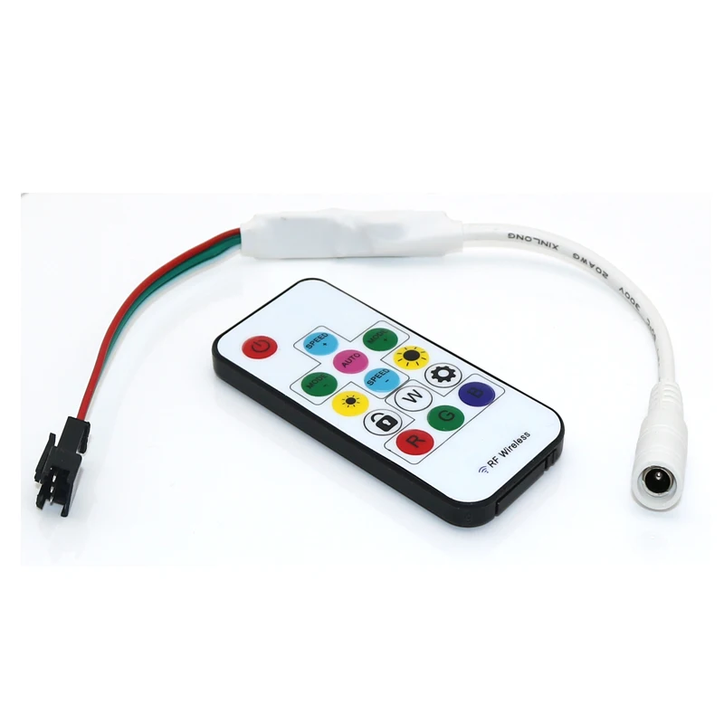 

SP103E DC5V/12v WS2801 WS2812B DC12V 2811 Mini Digital RGB LED Strip Controller 14Key RF Wireless Remote 2048Pixels LED