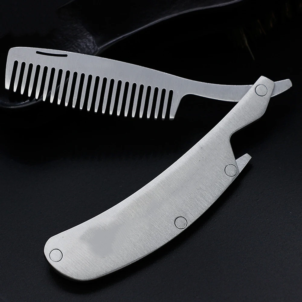 New Men Anti Static Mustache Comb Stainless Steel Folding Comb Beard